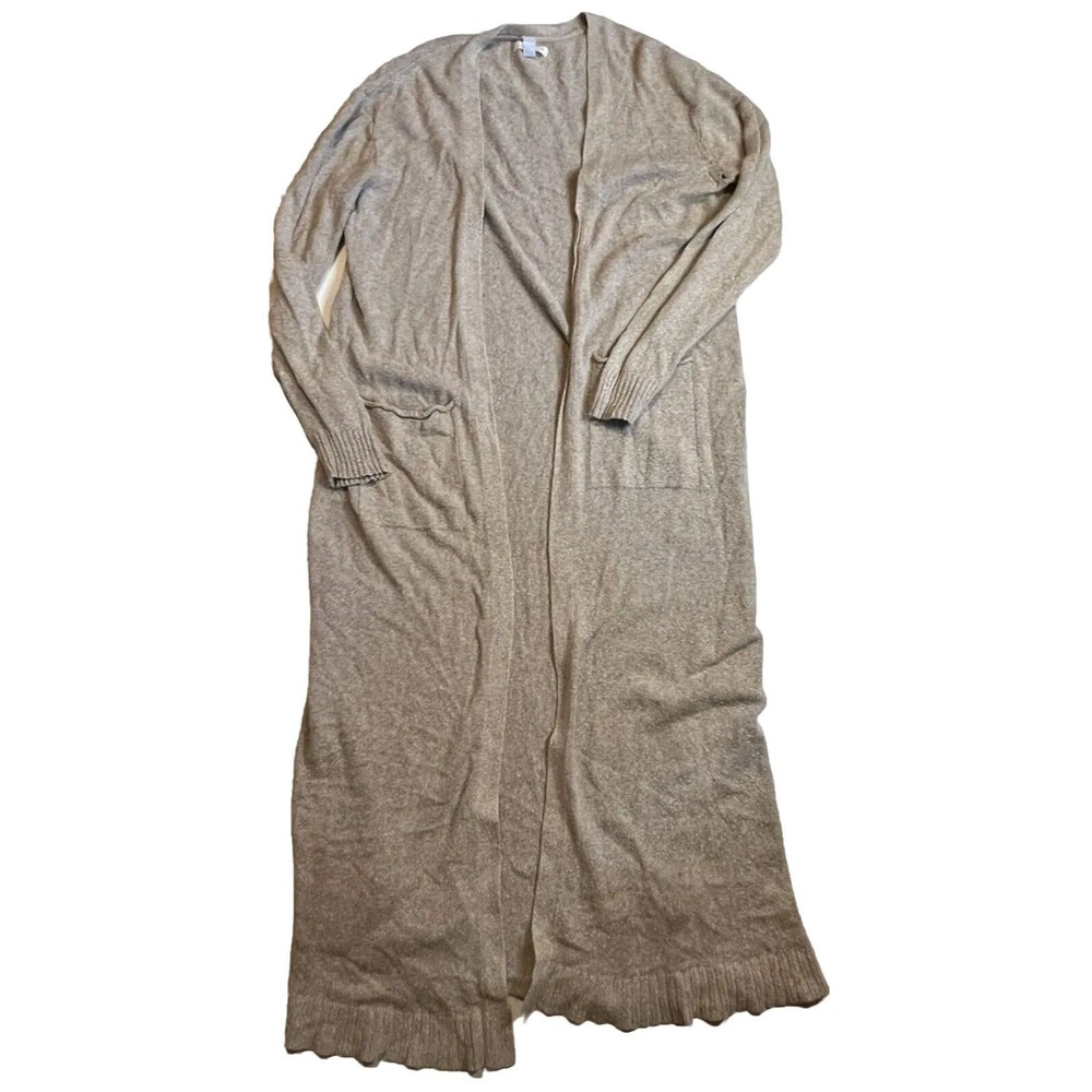 LEITH WOMENS LONG LINE CARDIGAN SWEATER‎ SIZE SMALL POCKETS COTTON Flawed